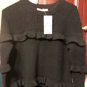 Michael kors black ruffle tiered sweater